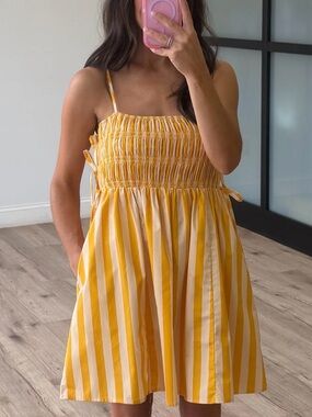 Shop Talulah Butterscotch Striped Smocked Sundress